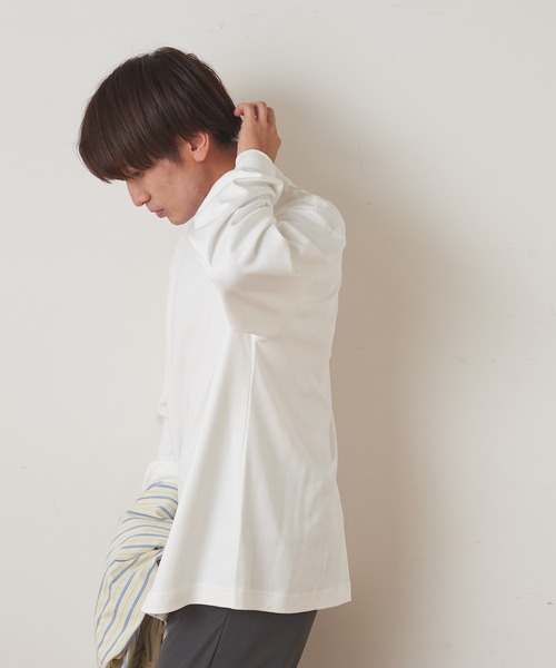 CIAOPANIC TYPY（チャオパニックティピー）の「シルケットスムース モックネックTシャツ（Tシャツ/カットソー・メンズ・ブラック/オフホワイト/オレンジ・S/M/L/XL）」の11枚目の写真