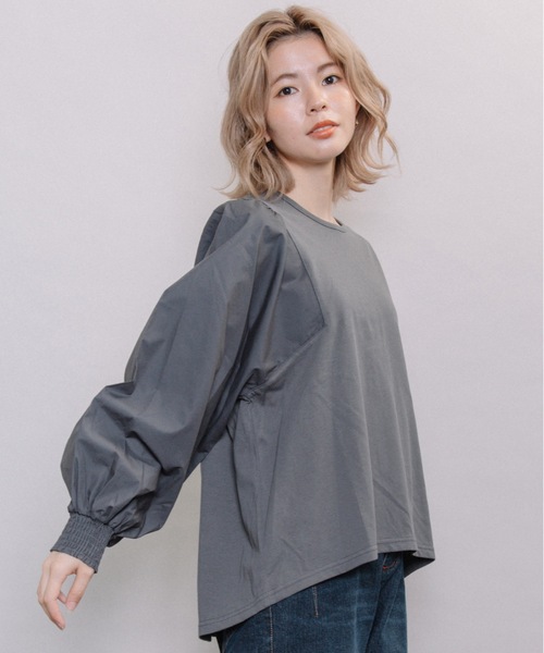 refinedworks（リファインドワークス）の「異素材ボリューム袖PO（Tシャツ/カットソー・レディース・グレー系その他/キャメル/チャコール・FREE）」の22枚目の写真