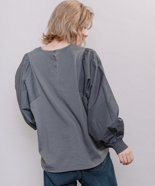 refinedworks（リファインドワークス）の「異素材ボリューム袖PO（Tシャツ/カットソー・レディース・グレー系その他/キャメル/チャコール・FREE）」の7枚目の写真