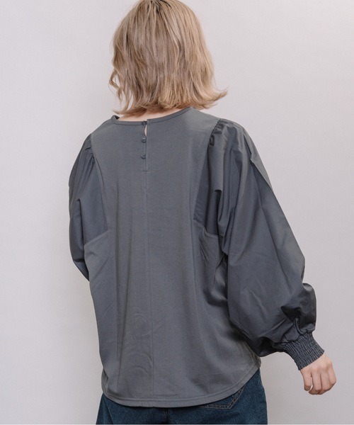 refinedworks（リファインドワークス）の「異素材ボリューム袖PO（Tシャツ/カットソー・レディース・グレー系その他/キャメル/チャコール・FREE）」の11枚目の写真