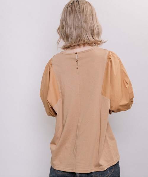 refinedworks（リファインドワークス）の「異素材ボリューム袖PO（Tシャツ/カットソー・レディース・グレー系その他/キャメル/チャコール・FREE）」の15枚目の写真