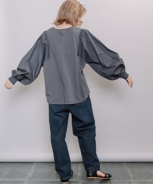 refinedworks（リファインドワークス）の「異素材ボリューム袖PO（Tシャツ/カットソー・レディース・グレー系その他/キャメル/チャコール・FREE）」の16枚目の写真