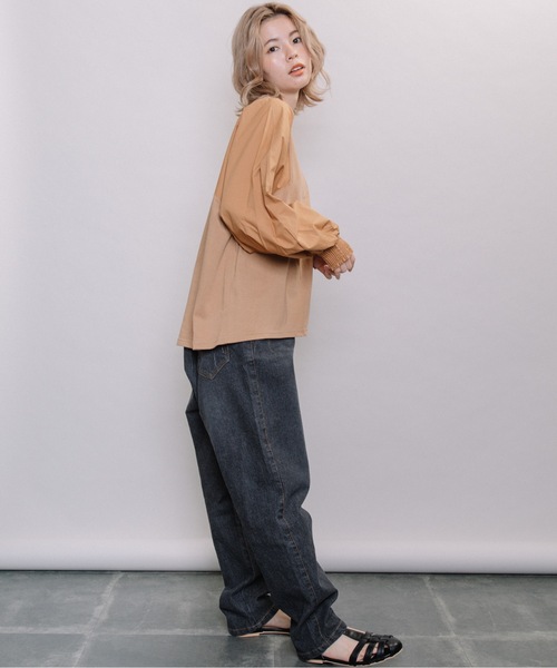 refinedworks（リファインドワークス）の「異素材ボリューム袖PO（Tシャツ/カットソー・レディース・グレー系その他/キャメル/チャコール・FREE）」の20枚目の写真