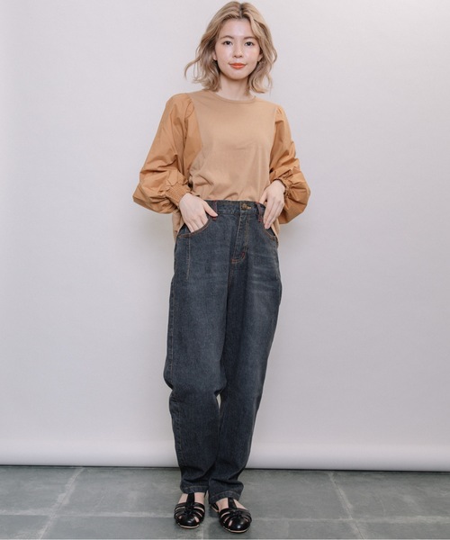refinedworks（リファインドワークス）の「異素材ボリューム袖PO（Tシャツ/カットソー・レディース・グレー系その他/キャメル/チャコール・FREE）」の9枚目の写真