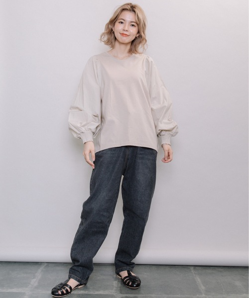 refinedworks（リファインドワークス）の「異素材ボリューム袖PO（Tシャツ/カットソー・レディース・グレー系その他/キャメル/チャコール・FREE）」の13枚目の写真