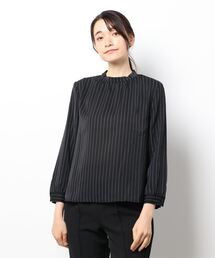 m.f.editorial | エムエフエディトリアルレディース/m.f.editorial：Women ストライプ柄 ハイネック 8分袖プルオーバーブラウス(シャツ/ブラウス)