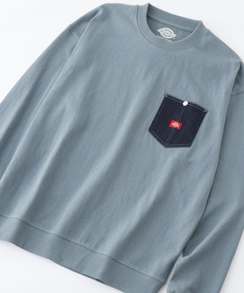 Dickies(ディッキーズ)の「Dickies/ディッキーズ 布帛ポケット/ミニワッペン オーバーサイズ長袖カットソー(Tシャツ/カットソー・メンズ・ブルー/グリーン/ブラック/サックスブルー/ベージュ/ホワイト系その他/ブラック系その他/ホワイト/グレー系その他/ベージュ系その他/ベージュ系その他2/サックスブルー系/ピンク/キャメル・L/M/XL)」の12枚目の写真