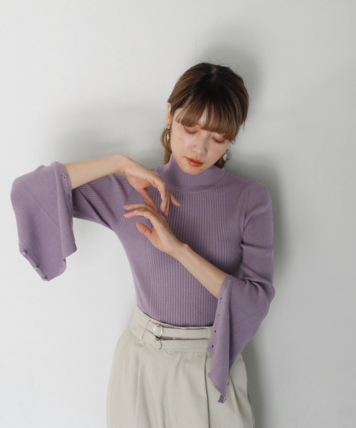 CLEIO（クレイオ）の「【CLEIO】スリットスリーブニット（ニット/セーター・レディース・アイボリー/パープル/テラコッタ・FREE）」の18枚目の写真