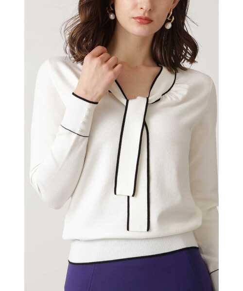 PINKY&DIANNE（ピンキーアンドダイアン）の「◆バイカラーボウタイニットプルオーバー（ニット/セーター・レディース・ピンク/ブラック/ホワイト系その他2・38）」の6枚目の写真