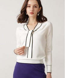 ◆バイカラーボウタイニットプルオーバー