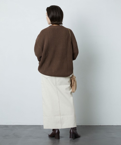 FREAK'S STORE（フリークスストア）の「片畔クルーネックニットプルオーバー（ニット/セーター・レディース・ブラック/ブラウン・マルチサイズ）」の15枚目の写真