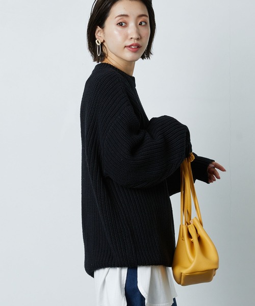 FREAK'S STORE（フリークスストア）の「片畔クルーネックニットプルオーバー（ニット/セーター・レディース・ブラック/ブラウン・マルチサイズ）」の21枚目の写真