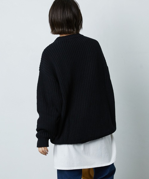 FREAK'S STORE（フリークスストア）の「片畔クルーネックニットプルオーバー（ニット/セーター・レディース・ブラック/ブラウン・マルチサイズ）」の10枚目の写真