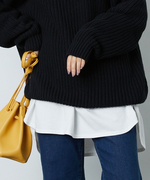 FREAK'S STORE（フリークスストア）の「片畔クルーネックニットプルオーバー（ニット/セーター・レディース・ブラック/ブラウン・マルチサイズ）」の19枚目の写真