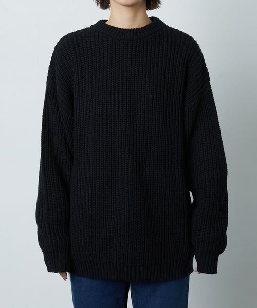 FREAK'S STORE（フリークスストア）の「片畔クルーネックニットプルオーバー（ニット/セーター・レディース・ブラック/ブラウン・マルチサイズ）」の5枚目の写真