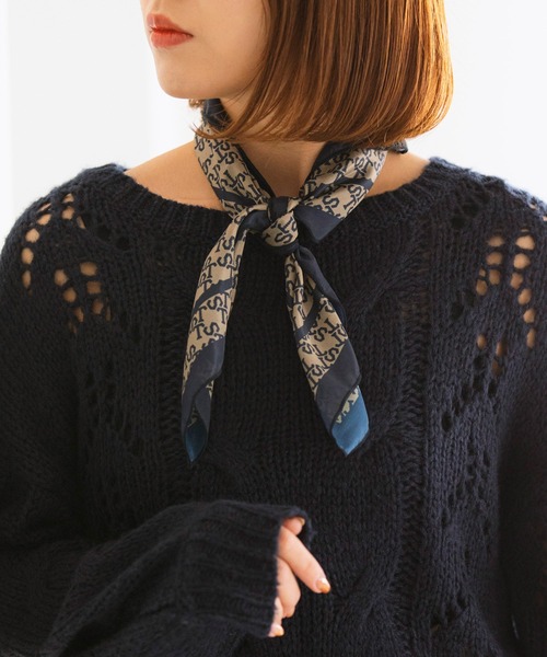 Samantha Thavasa（サマンサタバサ）の「ST Jacquard スカーフ（バンダナ/スカーフ・レディース・ブラウン/ブラック/ネイビー・FREE）」の3枚目の写真