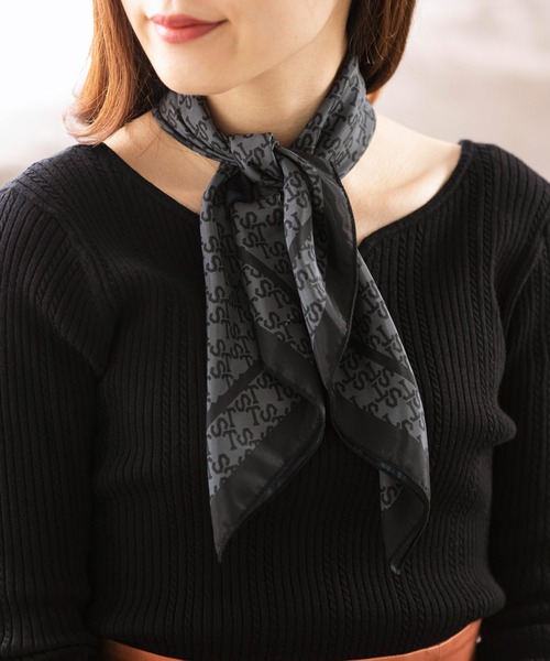 Samantha Thavasa（サマンサタバサ）の「ST Jacquard スカーフ（バンダナ/スカーフ・レディース・ブラウン/ブラック/ネイビー・FREE）」の12枚目の写真