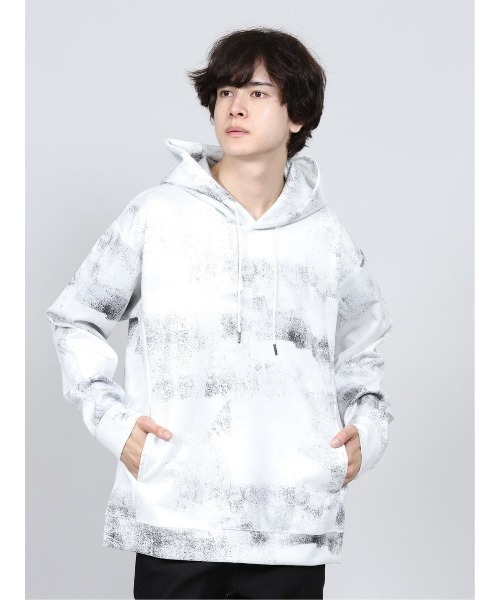 semantic design（セマンティックデザイン）の「＊セマンティックデザイン/semantic design ストレッチ フェイクスエード 斑プリント長袖プルパーカー（パーカー・メンズ・ライトグレー/ホワイト・LARGE/MEDIUM/S/X-LARGE）」の2枚目の写真