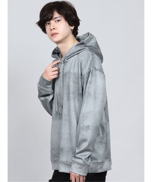 semantic design（セマンティックデザイン）の「＊セマンティックデザイン/semantic design ストレッチ フェイクスエード 斑プリント長袖プルパーカー（パーカー・メンズ・ライトグレー/ホワイト・LARGE/MEDIUM/S/X-LARGE）」の11枚目の写真