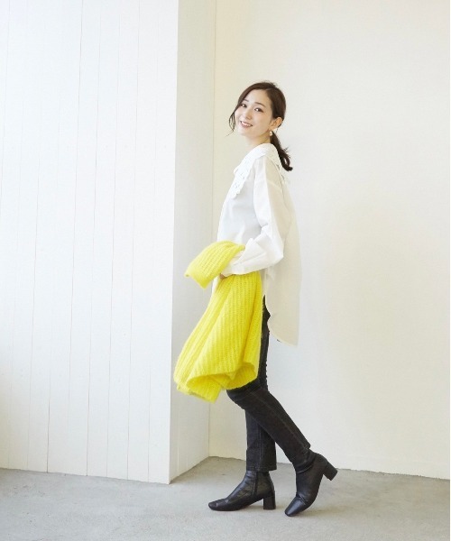 Wefst（ウェスト）の「【Wefst】T/Cブロード襟付きブラウス（シャツ/ブラウス・レディース・ホワイト/ブラック・FREE）」の8枚目の写真