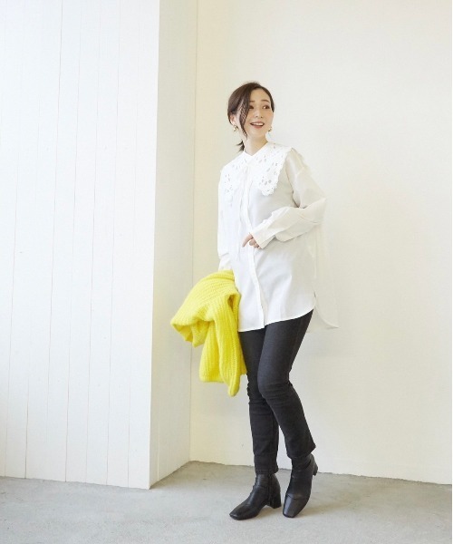 Wefst（ウェスト）の「【Wefst】T/Cブロード襟付きブラウス（シャツ/ブラウス・レディース・ホワイト/ブラック・FREE）」の10枚目の写真