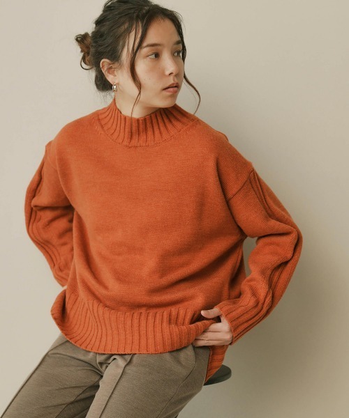 Bou Jeloud（ブージュルード）の「ウォッシャブルバックラインニット（ニット/セーター・レディース・ベージュ/グレー/オレンジ/チャコールグレー/グリーン・FREE）」の5枚目の写真