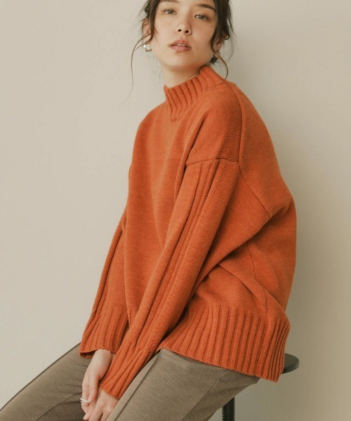 Bou Jeloud（ブージュルード）の「ウォッシャブルバックラインニット（ニット/セーター・レディース・ベージュ/グレー/オレンジ/チャコールグレー/グリーン・FREE）」の13枚目の写真