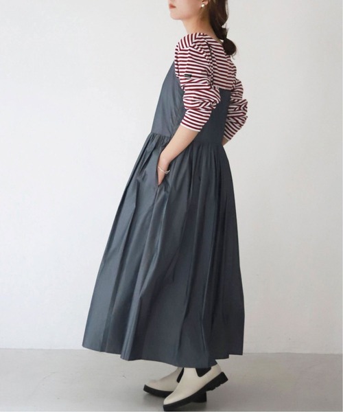 SLOBE IENA(スローブイエナ)の「タフタタックギャザーキャミワンピース【手洗い可能】◆(ワンピース・レディース・ブラック/グレー・FREE)」の16枚目の写真
