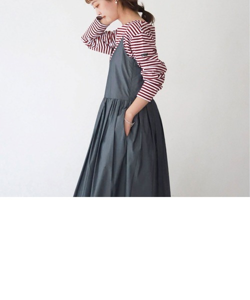 SLOBE IENA(スローブイエナ)の「タフタタックギャザーキャミワンピース【手洗い可能】◆(ワンピース・レディース・ブラック/グレー・FREE)」の20枚目の写真