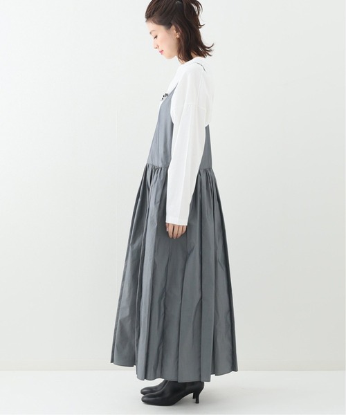 SLOBE IENA(スローブイエナ)の「タフタタックギャザーキャミワンピース【手洗い可能】◆(ワンピース・レディース・ブラック/グレー・FREE)」の7枚目の写真