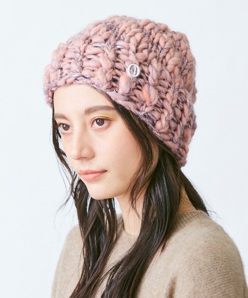 Chapeau d' O（シャポードオー）の「Chapeau d' O JumboSlub Beanie（ニットキャップ/ビーニー・レディース・ピンク/グレー・FREE）」の2枚目の写真