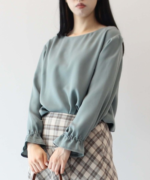 fleur by mint breeze(フルールバイミントブリーズ)の「袖ギャザー ブラウス(シャツ/ブラウス・レディース・モカ/グリーン/ネイビー・LL/3L/4L/L/5L/M)」の4枚目の写真