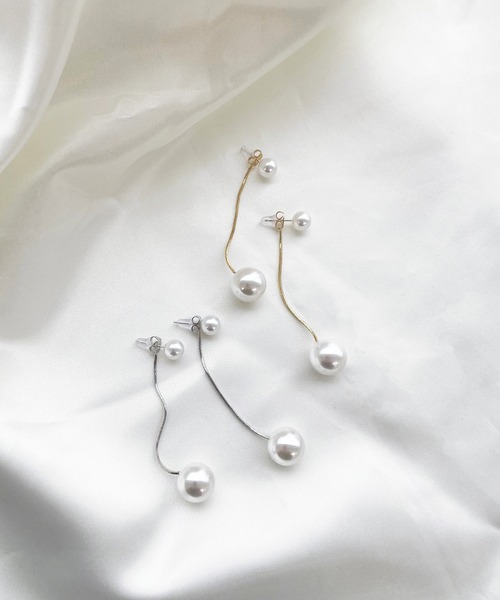 kutir（クティール）の「【2WAY】パールチェーンピアス（ピアス（両耳用）・レディース・シルバー/ゴールド・FREE）」の3枚目の写真