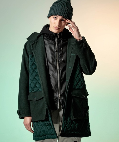 C DIEM（カルペディエム）の「C DIEM(カルペディエム)ステンカラーキルティングコンビコート（ステンカラーコート・メンズ・ブラック/グリーン・L/S/M）」の21枚目の写真