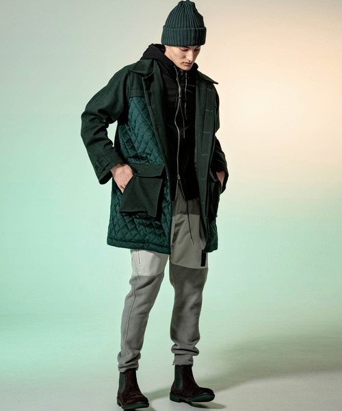 C DIEM（カルペディエム）の「C DIEM(カルペディエム)ステンカラーキルティングコンビコート（ステンカラーコート・メンズ・ブラック/グリーン・L/S/M）」の7枚目の写真