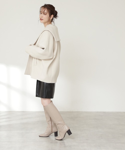 N.（N. Natural Beauty Basic）（エヌエヌナチュラルビューティーベーシック）の「【S Size Line】◆セーラーカラーミディコート（その他アウター・レディース・オフホワイト/モカ・SMALL/MEDIUM）」の4枚目の写真