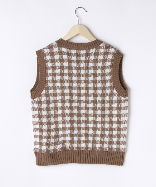 by LOVEiT（バイラビット）の「ギンガムジャガードベスト（ベスト・キッズ・ブラック/ベージュ/グリーン・130cm/140cm/150cm/160cm/120cm）」の4枚目の写真