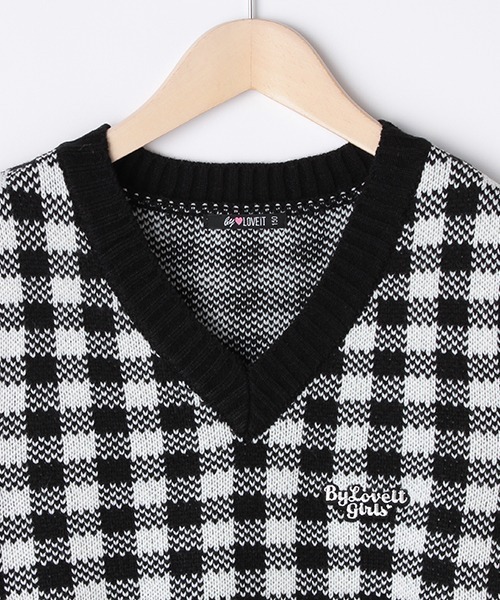 by LOVEiT（バイラビット）の「ギンガムジャガードベスト（ベスト・キッズ・ブラック/ベージュ/グリーン・130cm/140cm/150cm/160cm/120cm）」の7枚目の写真