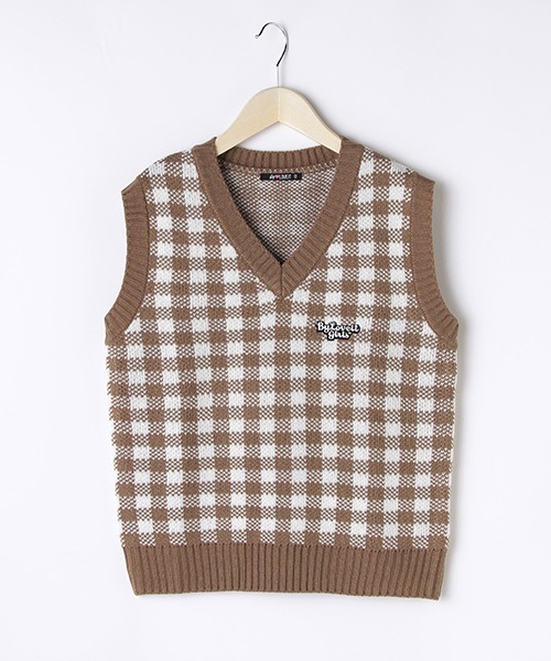 by LOVEiT（バイラビット）の「ギンガムジャガードベスト（ベスト・キッズ・ブラック/ベージュ/グリーン・130cm/140cm/150cm/160cm/120cm）」の15枚目の写真