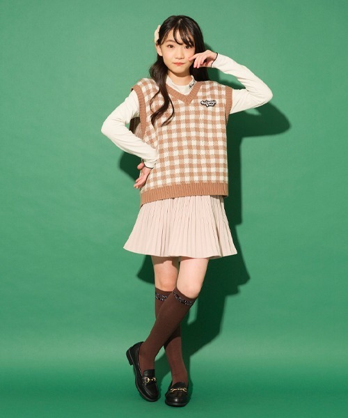 by LOVEiT（バイラビット）の「ギンガムジャガードベスト（ベスト・キッズ・ブラック/ベージュ/グリーン・130cm/140cm/150cm/160cm/120cm）」の13枚目の写真