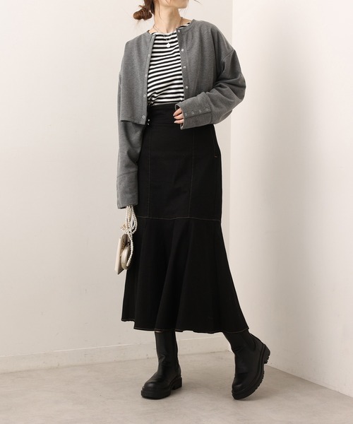 one after another NICE CLAUP（ワンアフターアナザーナイスクラップ）の「前後2WAYスナップボタンカットソーカーディガン（カーディガン/ボレロ・レディース・チャコールグレー/ブラック/ピンク/モカ/オートミール・FREE）」の18枚目の写真