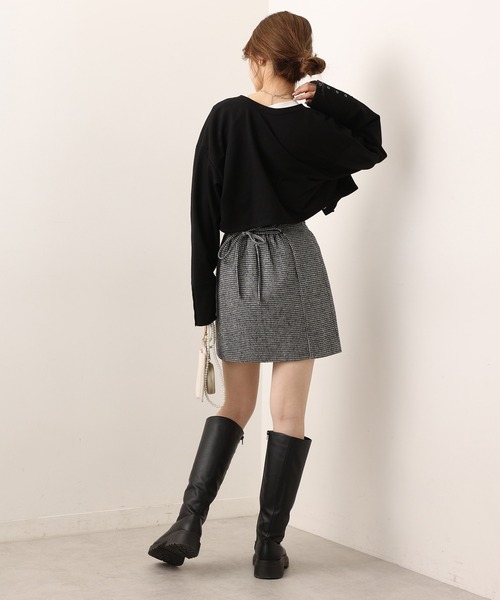 one after another NICE CLAUP（ワンアフターアナザーナイスクラップ）の「前後2WAYスナップボタンカットソーカーディガン（カーディガン/ボレロ・レディース・チャコールグレー/ブラック/ピンク/モカ/オートミール・FREE）」の16枚目の写真