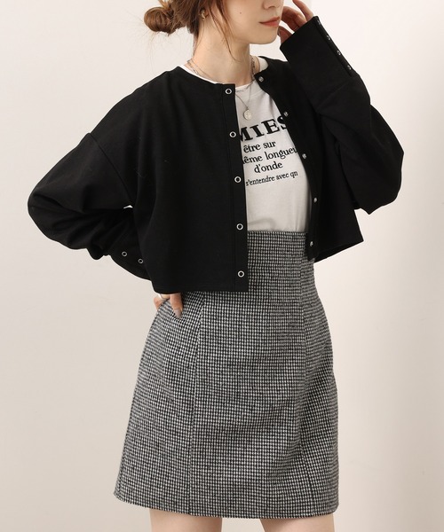 one after another NICE CLAUP（ワンアフターアナザーナイスクラップ）の「前後2WAYスナップボタンカットソーカーディガン（カーディガン/ボレロ・レディース・チャコールグレー/ブラック/ピンク/モカ/オートミール・FREE）」の17枚目の写真