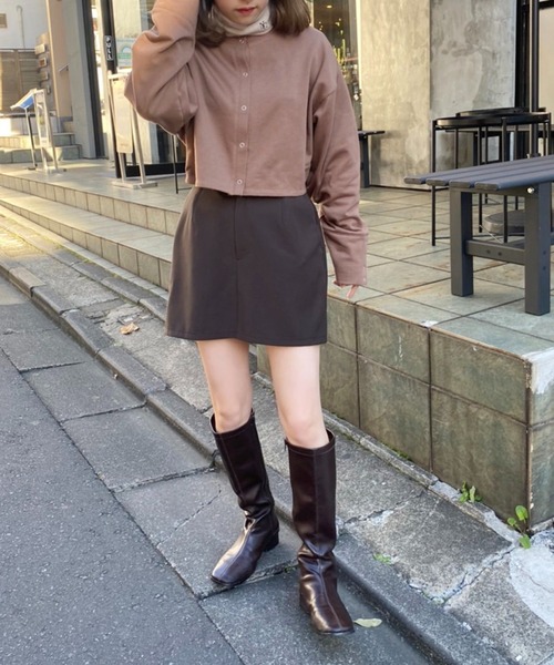 one after another NICE CLAUP（ワンアフターアナザーナイスクラップ）の「前後2WAYスナップボタンカットソーカーディガン（カーディガン/ボレロ・レディース・チャコールグレー/ブラック/ピンク/モカ/オートミール・FREE）」の14枚目の写真