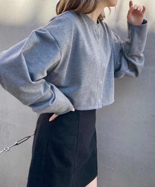 one after another NICE CLAUP（ワンアフターアナザーナイスクラップ）の「前後2WAYスナップボタンカットソーカーディガン（カーディガン/ボレロ・レディース・チャコールグレー/ブラック/ピンク/モカ/オートミール・FREE）」の9枚目の写真