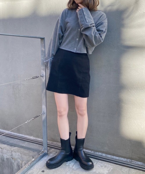 one after another NICE CLAUP（ワンアフターアナザーナイスクラップ）の「前後2WAYスナップボタンカットソーカーディガン（カーディガン/ボレロ・レディース・チャコールグレー/ブラック/ピンク/モカ/オートミール・FREE）」の10枚目の写真