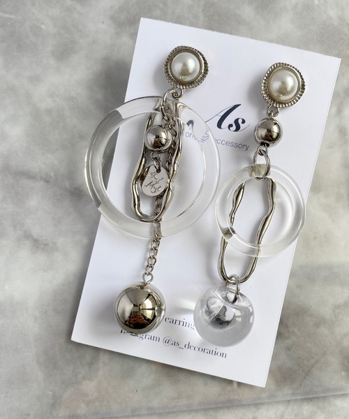 tone（トーン）の「【As】クリアパール　アシメ　ピアス(MA)（ピアス（両耳用）・レディース・ゴールド/シルバー/ゴールド系その他3/シルバー系その他2/ゴールド系その他2/シルバー系その他3・FREE）」の2枚目の写真