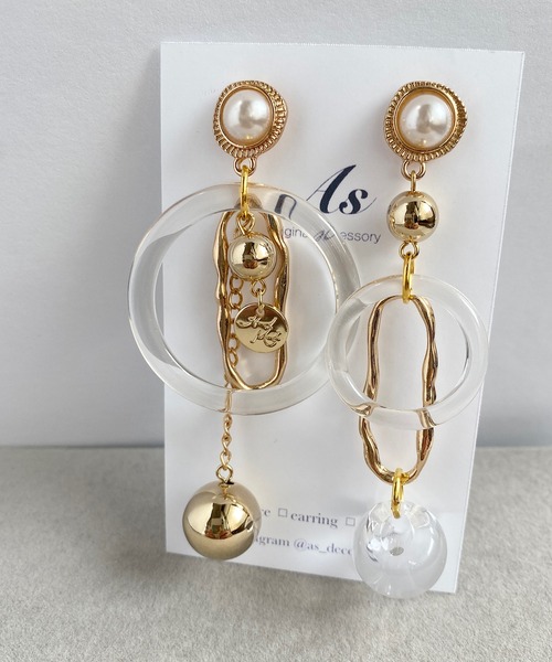 tone（トーン）の「【As】クリアパール　アシメ　ピアス(MA)（ピアス（両耳用）・レディース・ゴールド/シルバー/ゴールド系その他3/シルバー系その他2/ゴールド系その他2/シルバー系その他3・FREE）」の4枚目の写真