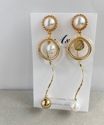【As】クリアパール　アシメ　ピアス(MA)