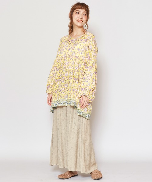 チャイハネ（チャイハネ）の「【チャイハネ】ボタニカル柄ジャカードワイドパンツ（その他パンツ・レディース・ブラック/ベージュ/パープル/レッド/グリーン/グレー/イエロー/オレンジ/ターコイズブルー・FREE）」の13枚目の写真